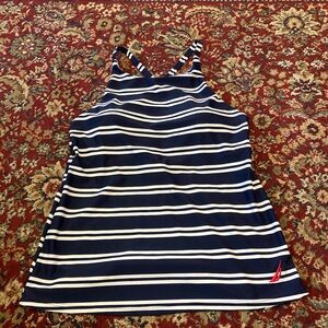 Nautica Navy and White Striped Tankini Top